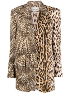 Roberto Cavalli blazer boutonné à imprimé animalier - Marron