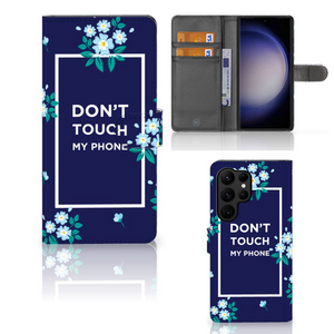 Samsung Galaxy S23 Ultra Portemonnee Hoesje Flowers Blue DTMP