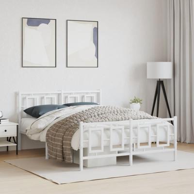 Bedframe met hoofd- en voeteneinde metaal wit 140x200 cm