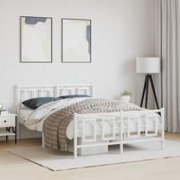 Bedframe met hoofd- en voeteneinde metaal wit 140x200 cm - thumbnail