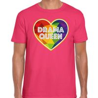 Gay Pride t-shirt met tekst - heren - roze - drama queen - LHBTI - thumbnail