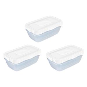 Vershoudbakjes Hega - set van 9x stuks - 0.9 liter - transparant/wit- L20 x B12 x H8 cm