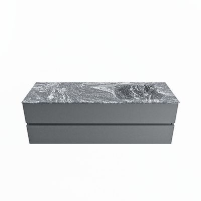 MONDIAZ VICA-DLUX 150cm badmeubel onderkast Plata 2 lades. Inbouw wastafel CLOUD rechts zonder kraangat, kleur Lava.