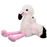 Inware pluche flamingo vogel knuffeldier - roze - zittend - 16 cm   - - thumbnail