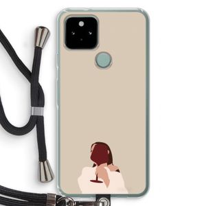 I drink wine: Pixel 5 Transparant Hoesje met koord