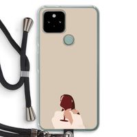 I drink wine: Pixel 5 Transparant Hoesje met koord