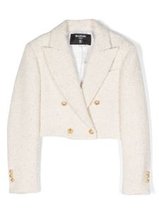 Balmain Kids blazer en tweed à coupe crop - Tons neutres