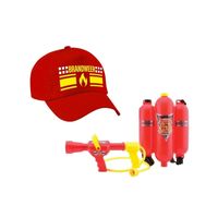 Brandweer met vlam carnaval pet met waterpistool brandblusser   -