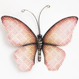 Anna's Collection Muurvlinder - roze - 30 x 21 cm - metaal - tuindecoratie   -