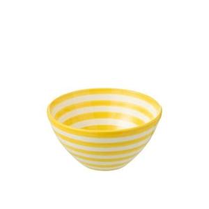 J-Line Bowl Granada Stripes High Ceramic White|Yellow Medium