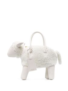 Thom Browne sac cabas Sheep Bag en peau lainée - Blanc