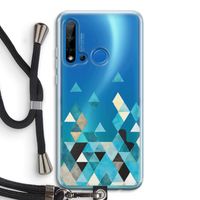 Gekleurde driehoekjes blauw: Huawei P20 Lite (2019) Transparant Hoesje met koord