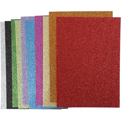 Creativ Company Glitter foam vellen, a4, vel 210x297 mm, dikte 2 mm, glitter, diverse kleuren, 10 div vellen/ 1 doos