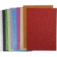 Creativ Company Glitter foam vellen, a4, vel 210x297 mm, dikte 2 mm, glitter, diverse kleuren, 10 div vellen/ 1 doos