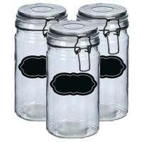 Weckpot/inmaakpot - 6x - 750 ml - glas - met beugelsluiting - incl. etiketten - thumbnail