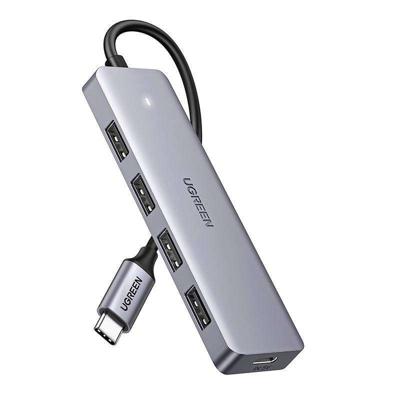 Ugreen Hub Adapter 4-in-1 USB-C naar 4× USB 3.0 + USB-C Grijs