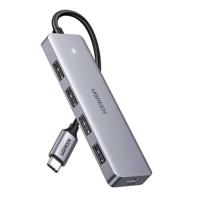 Ugreen Hub Adapter 4-in-1 USB-C naar 4× USB 3.0 + USB-C Grijs
