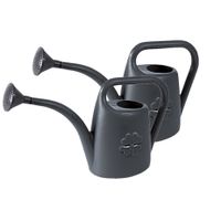 Set van 2x stuks kunststof bloemen/planten gieter met broeskop/sproeikop antraciet 4,5 liter