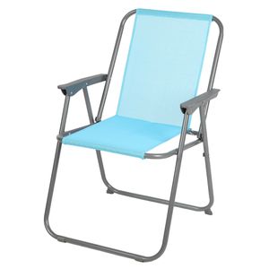 Sunnydays camping/strand stoel - aluminium - inklapbaar - blauw - L53 x B55 x H75 cm