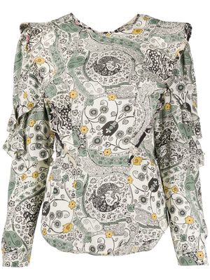 MARANT ÉTOILE blouse à fleurs et volants - Tons neutres