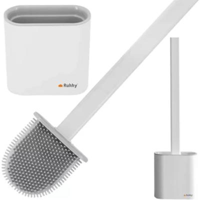Ruhhy Silicone hygi?ne wc/toiletborstel - plat - wit - 36 cm - in houder