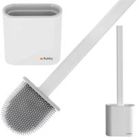Ruhhy Silicone hygi?ne wc/toiletborstel - plat - wit - 36 cm - in houder