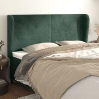 Hoofdbord met randen 163x23x118/128 cm fluweel donkergroen