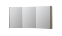 INK SPK2 spiegelkast met 3 dubbelzijdige spiegeldeuren, 6 verstelbare glazen planchetten, stopcontact en schakelaar 160 x 14 x 73 cm, greige eiken - thumbnail