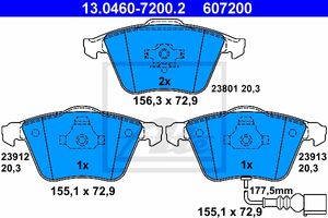 Remmenset, remschijf ATE, Remschijftype: Geventileerd: , Inbouwplaats: Vooras, u.a. für Seat, VW, Skoda, Audi