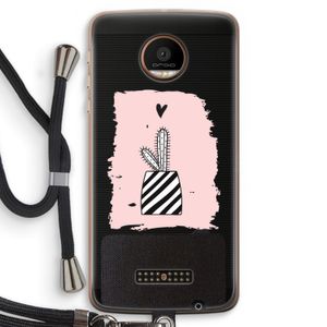 Zwart-wit cactus: Motorola Moto Z Force Transparant Hoesje met koord