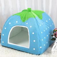 Aardbei vormige opvouwbare korte pluche huisdier huis nest maat: XS Aardbei vormige opvouwbare korte pluche huisdier huis nest maat: XS