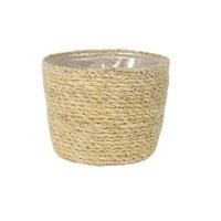 Ter Steege Plantenmand - zeegras - rotan - beige - 15 x 12 cm