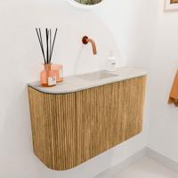 Toiletmeubel Mondiaz Joya Dlux | 73.2 cm | Meubelkleur Oak | Faye wastafel Ostra Wasbak Midden | Zonder kraangat(en)