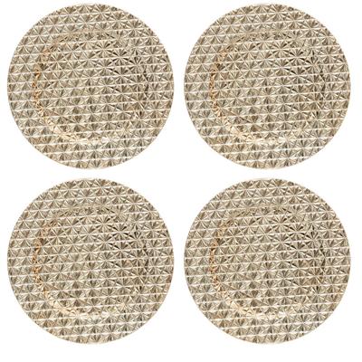 Diner/Kerstdiner Onderborden ? goud - 6x - Kerstprint ? Rond ? D33 cm ? Feesttafel Decoratie