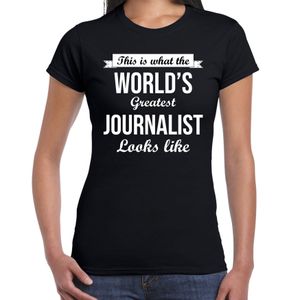 Worlds greatest journalist t-shirt zwart dames - Werelds grootste journalist cadeau 2XL  -