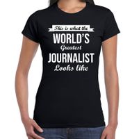 Worlds greatest journalist t-shirt zwart dames - Werelds grootste journalist cadeau 2XL  -