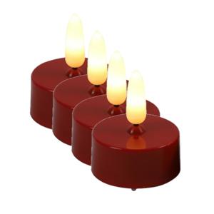 Countryfield LED theelichtjes/waxinelichtjes - 4x st - rood - met timer - warm wit