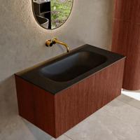Badmeubel Mondiaz Kurve | 90 cm cm | Meubelkleur Ruby | Wastafelkleur Urban | Solid surface | Wasbak midden spoelbak | Zonder kraangat(en)