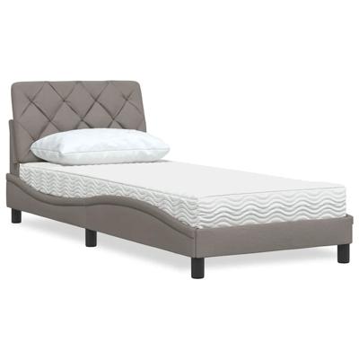 Bed met matras stof taupe 90x190 cm