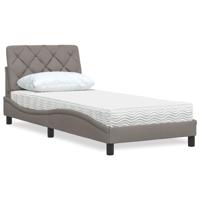 Bed met matras stof taupe 90x190 cm