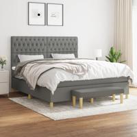 Boxspring met matras stof donkergrijs 180x200 cm