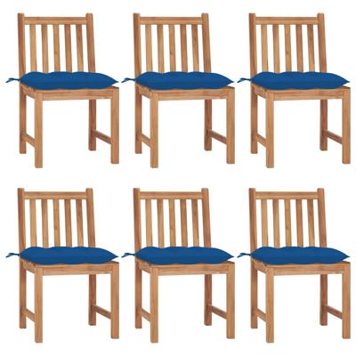 Tuinstoelen 6 st met kussens massief teakhout