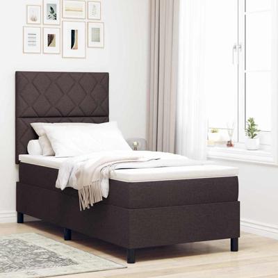 Boxspring bed met matras Donkerbruin 90 x 190 cm Stof