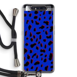 Blue Leopard: Samsung Galaxy A80 Transparant Hoesje met koord