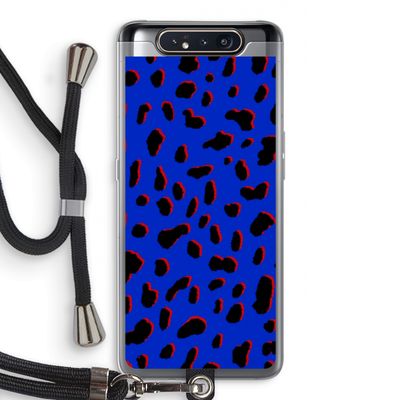 Blue Leopard: Samsung Galaxy A80 Transparant Hoesje met koord