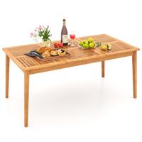 Acacia Houten Tuintafel 170x90cm Grote Terrastafel voor 6 Personen Rechthoekige Balkontafel met Paraplugat Houten Tafel Buiten Eettafel