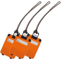 Kofferlabel van 9,5 cm - Pakket van 3x stuks - Reiskoffer reisaccessoires - oranje - beschrijfbaar