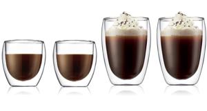 Bodum Dubbelwandige espressoglazen & koffieglazen set Pavina - gepatenteerd ventiel - 2x 80 ml & 2x 350 ml - 4 stuks