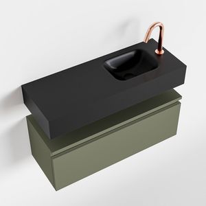 Toiletmeubel Mondiaz Andor | 80 cm | Meubelkleur Army | Lex vrijhangend wastafel Urban Rechts | 1 kraangat