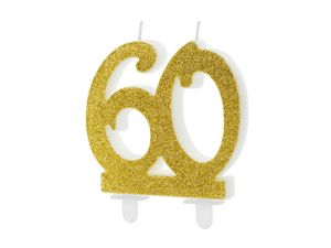 Taartkaars 60 Jaar Goud Glitter